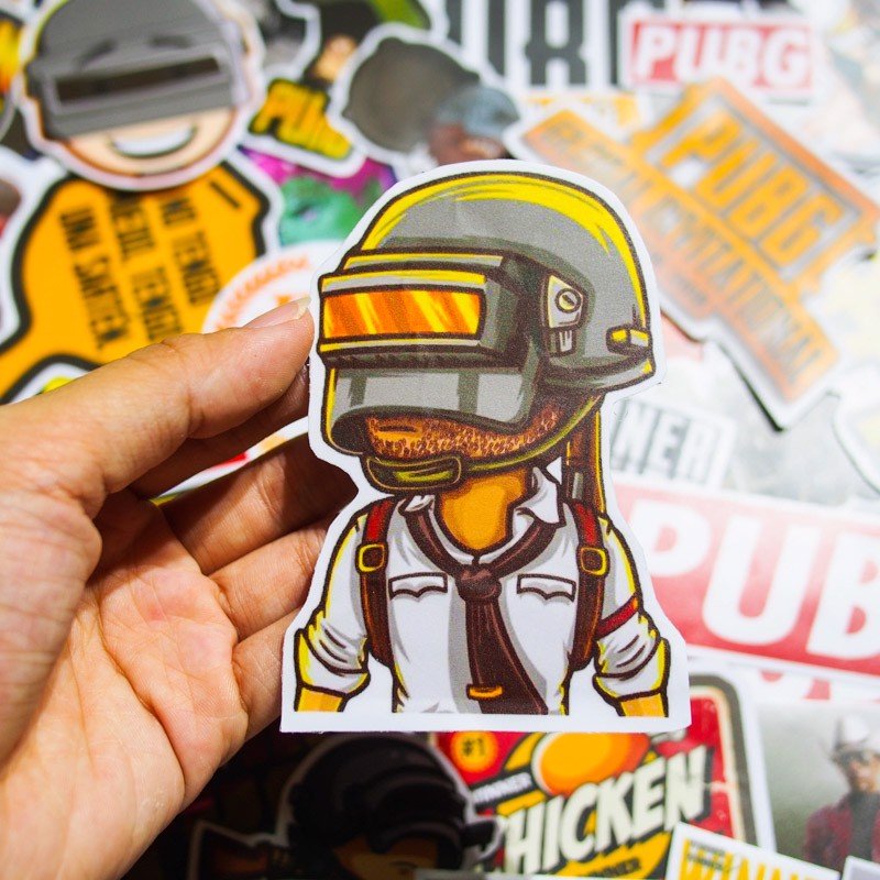 Hộp 100 Sticker PUBG dán Laptop, Vali, Mũ bảo hiểm, Điện thoại, hình dán chủ đề PUBG