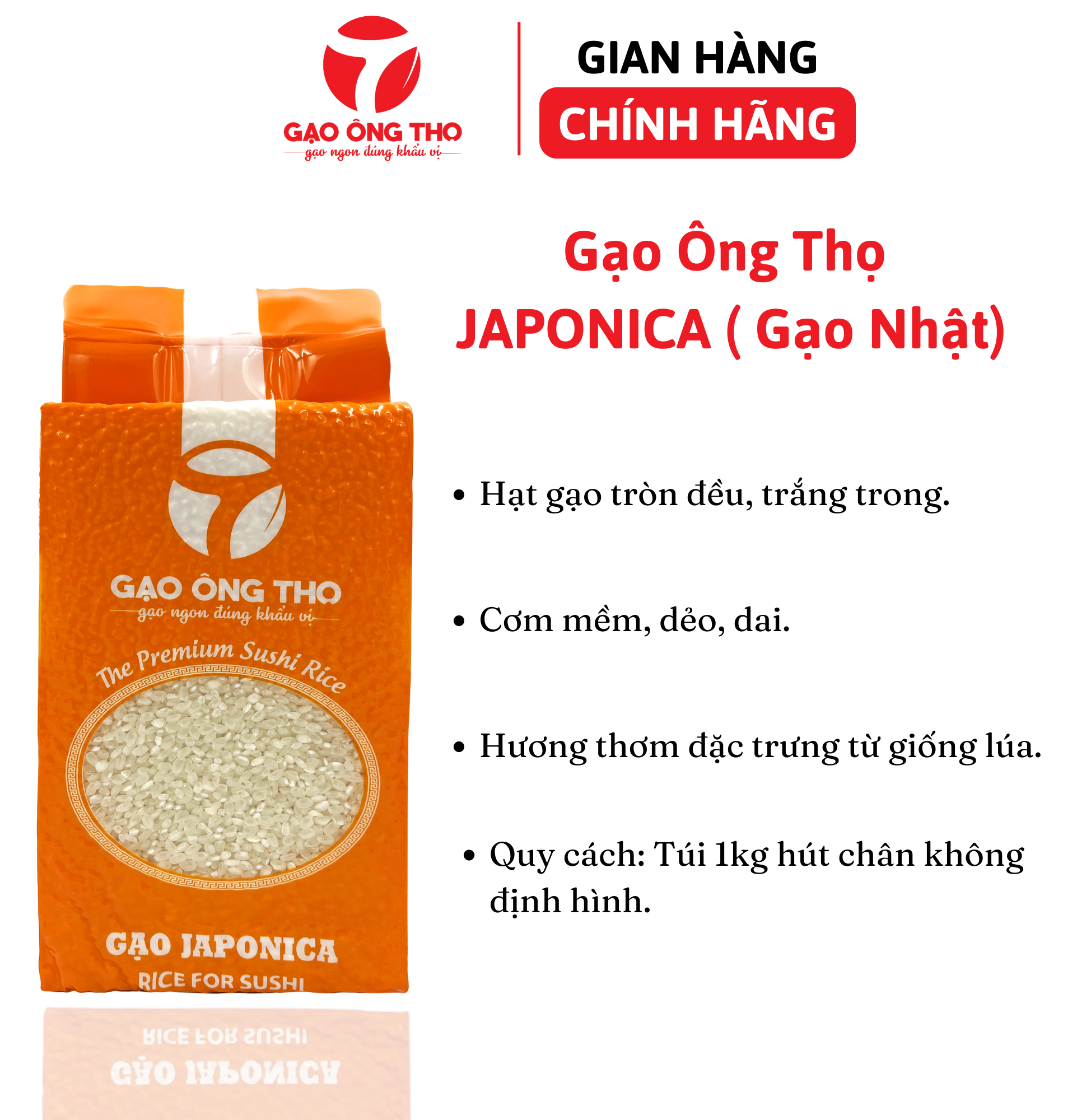 Gạo Ông Thọ- Japonica túi 1kg