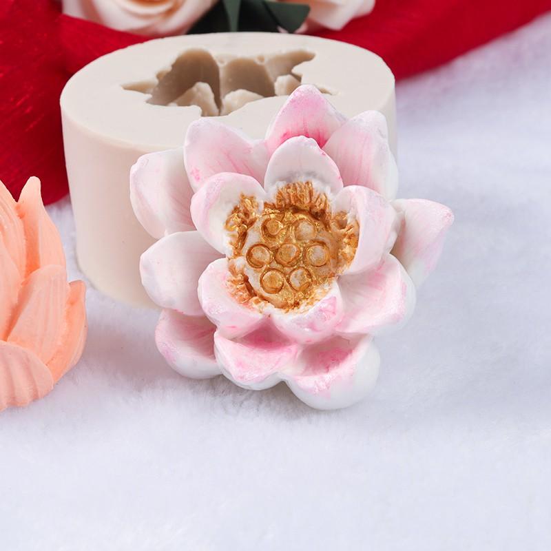 Khuôn silicon 3D mẫu sen nở nhụy