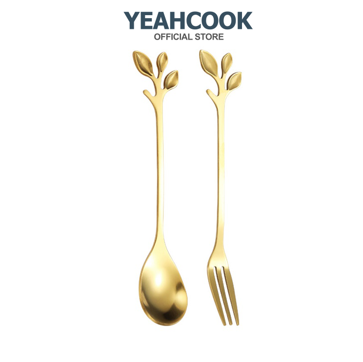 Nĩa ăn trái cây inox mạ vàng cao cấp Yeahcook