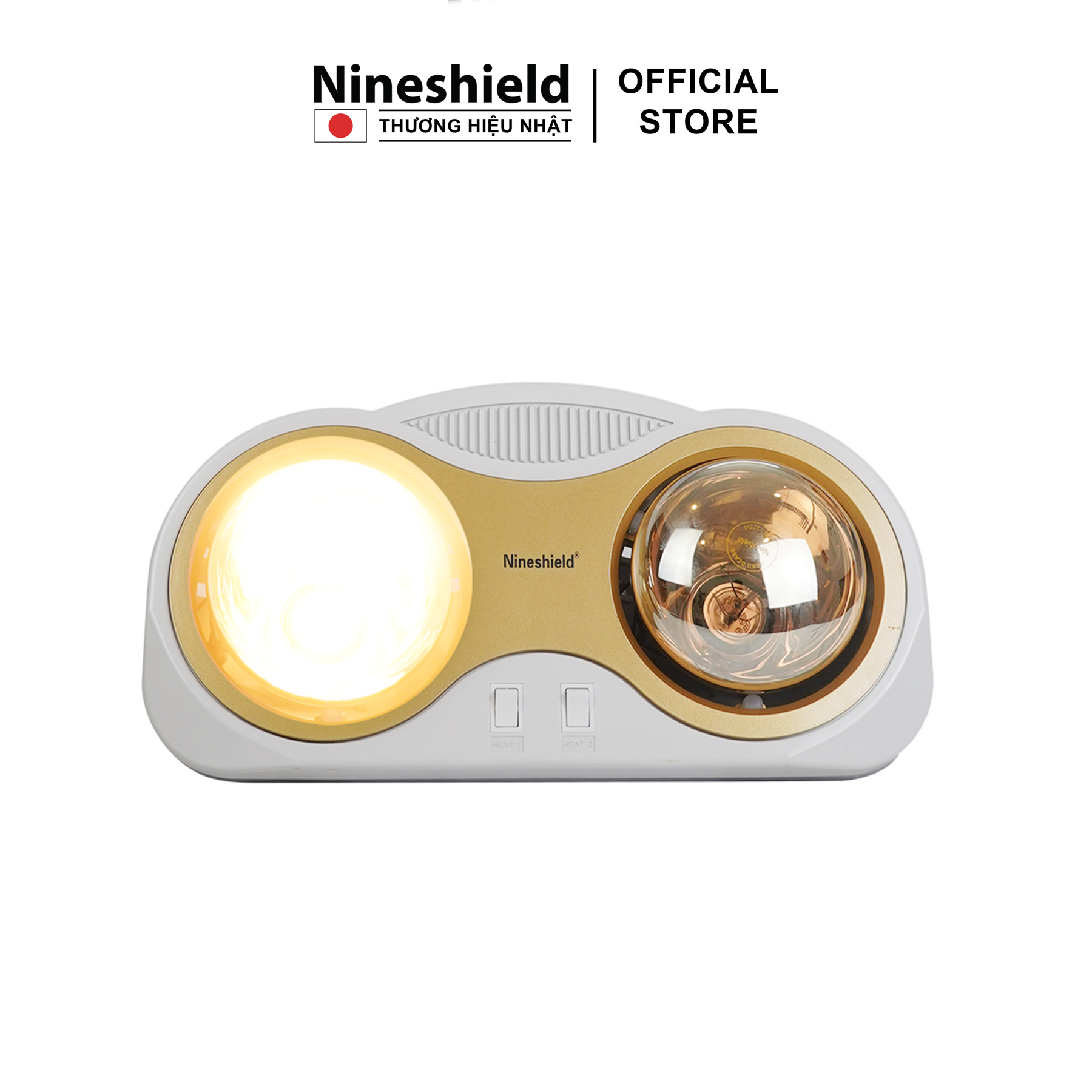 Đèn sưởi nhà tắm 2 bóng hàng chính hãng Nineshield NS032B