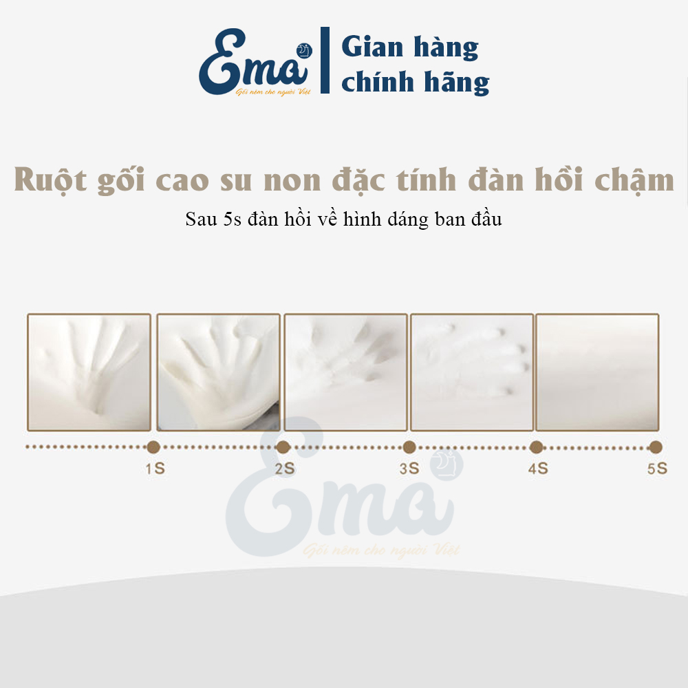 Gối ngủ cao su non vỏ sợi tre kháng khuẩn EMA - Phong cách Nhật Bản - Chống đau mỏi cổ vai gáy, ngủ ngáy