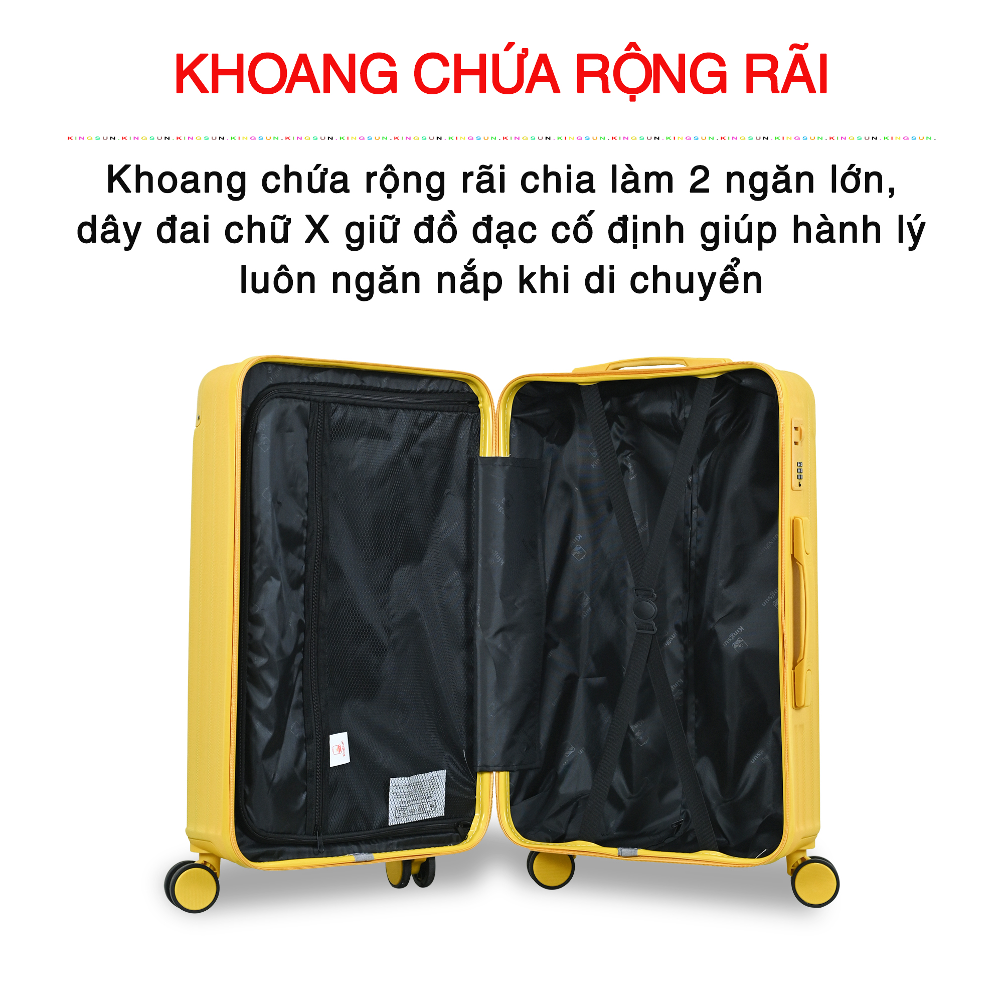 Vali du lịch kéo Kingsun cao cấp Size 24inch KS-033 - Đen