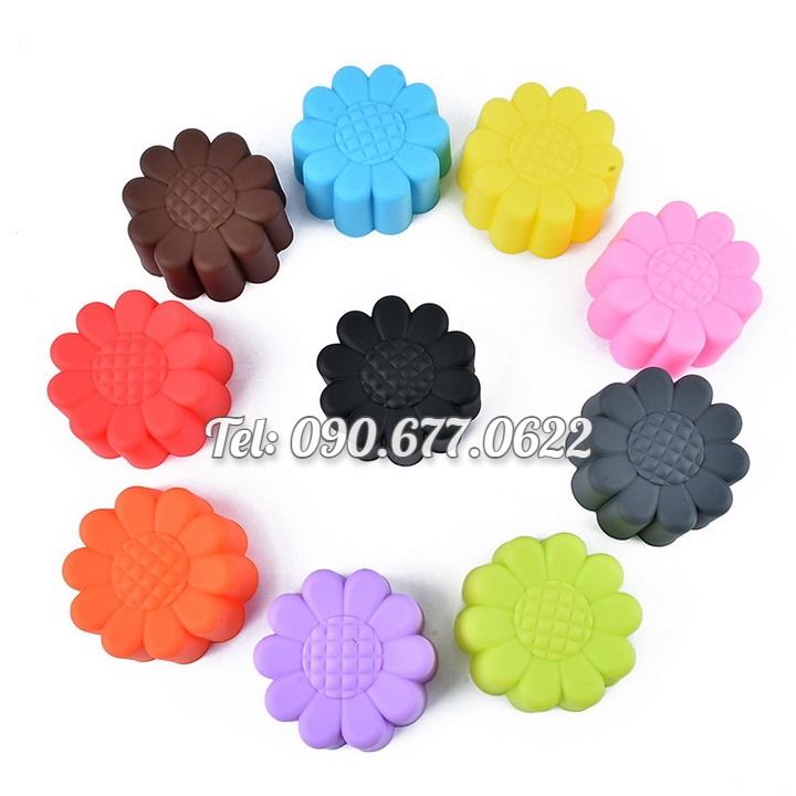 Bộ 10 khuôn silicon làm bánh, rau câu, bánh bông lan, bánh da lợn, bánh Cookie hình hoa cúc 3 lớp – Mã số 1158