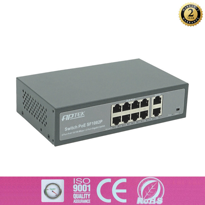 CHUYÊN DỤNG CHO CAMERA  8-Port PoE  SWITCH POE APTEK SF1082P  - HÀNG CHÍNH HÃNG