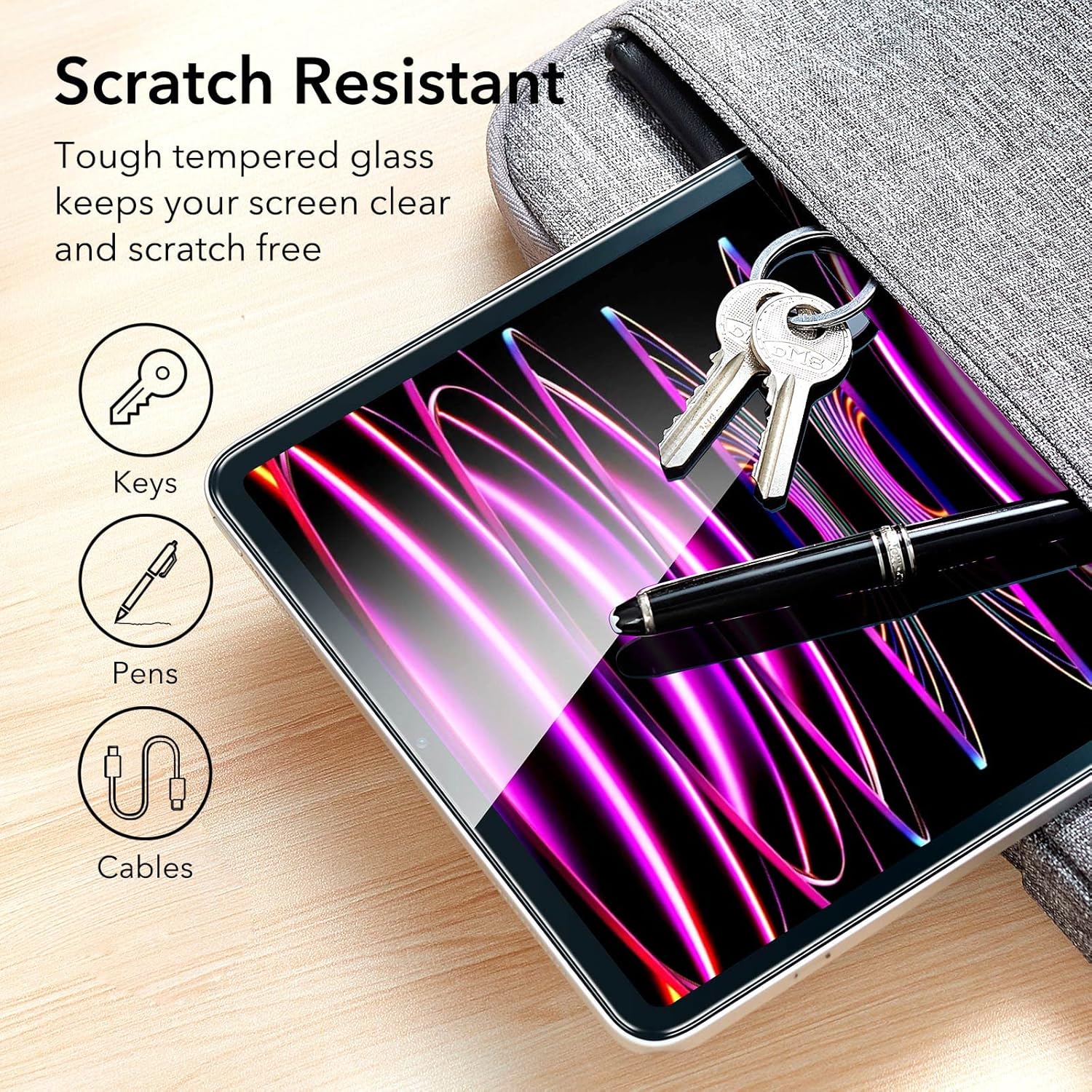 Bộ 2 miếng dán màn hình ESR cho iPad Pro 12.9 inch (2022/2021/2020/2018, thế hệ 6/5/4/3), Kính cường lực có khung căn chỉnh - Hàng Chính Hãng