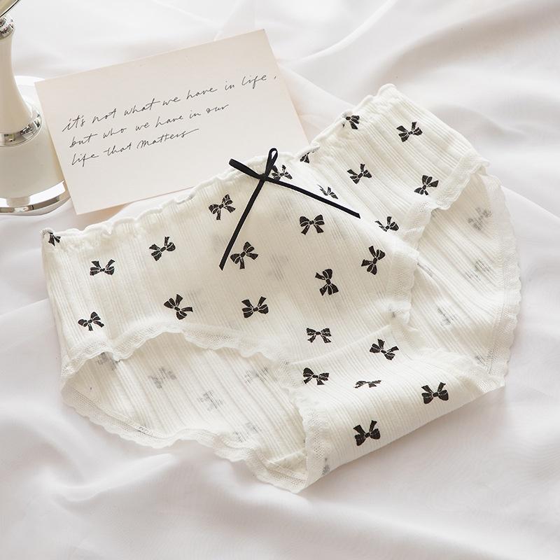 Quần lót nữ cotton gân tăm nơ đen 1818