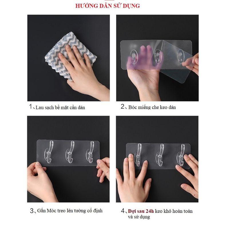 Móc dính tường siêu chắc loại vỉ màu inox bạc xịn 0536