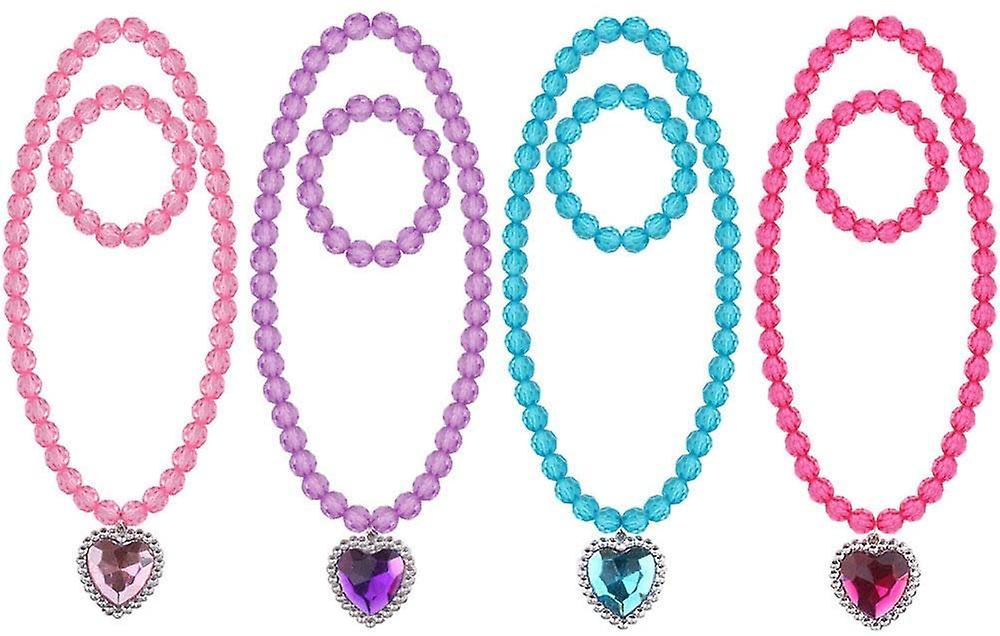 4 bộ công chúa giả vờ trang sức vòng cổ công chúa/trang sức đeo tay màu đỏ tím