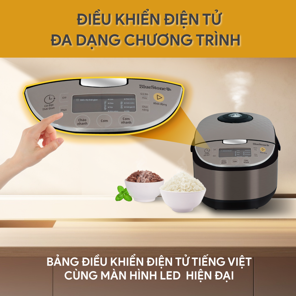 Nồi Cơm Điện Tử BlueStone RCB-5938 1.8 Lít 860W - Hàng chính hãng