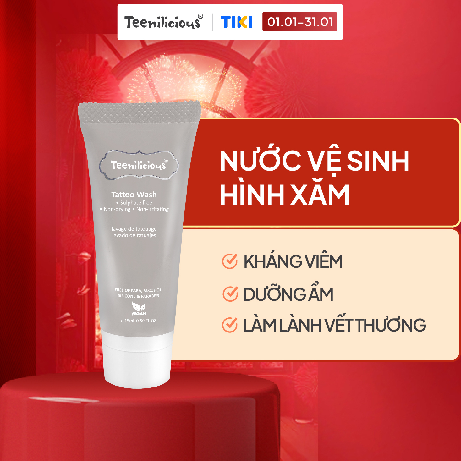 [Mini Size] Nước Vệ Sinh Hình Xăm Teenilicious Tatoo Wash - Làm Sạch Da Dịu Nhẹ, Dưỡng Ẩm Và Làm Mềm Da 15ml