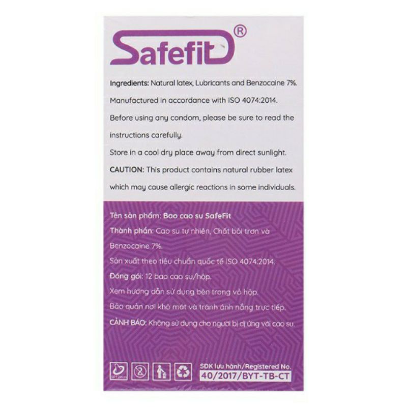 Bao cao su Safefit Prolong kéo dài thời gian hộp 12 cái