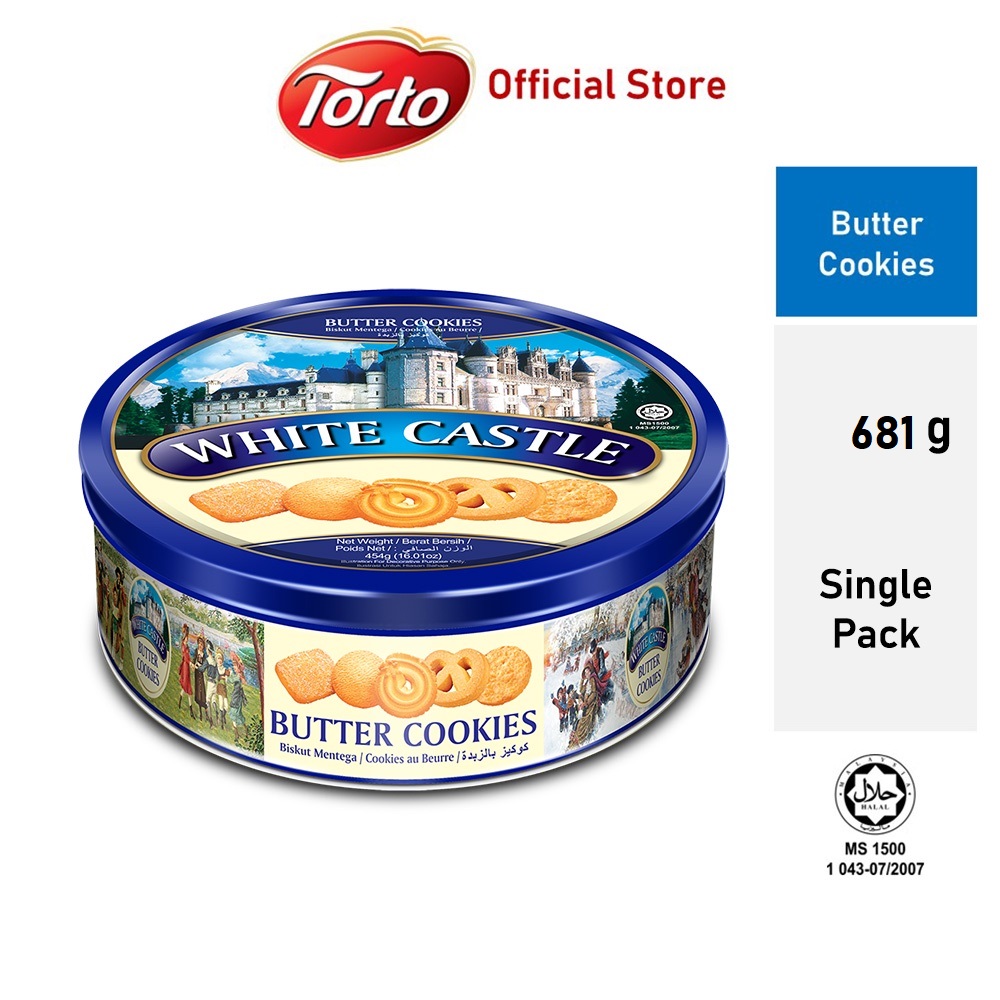 Bánh Quy Bơ Malaysia White Castle hộp thiếc 681g hàng nhập khẩu