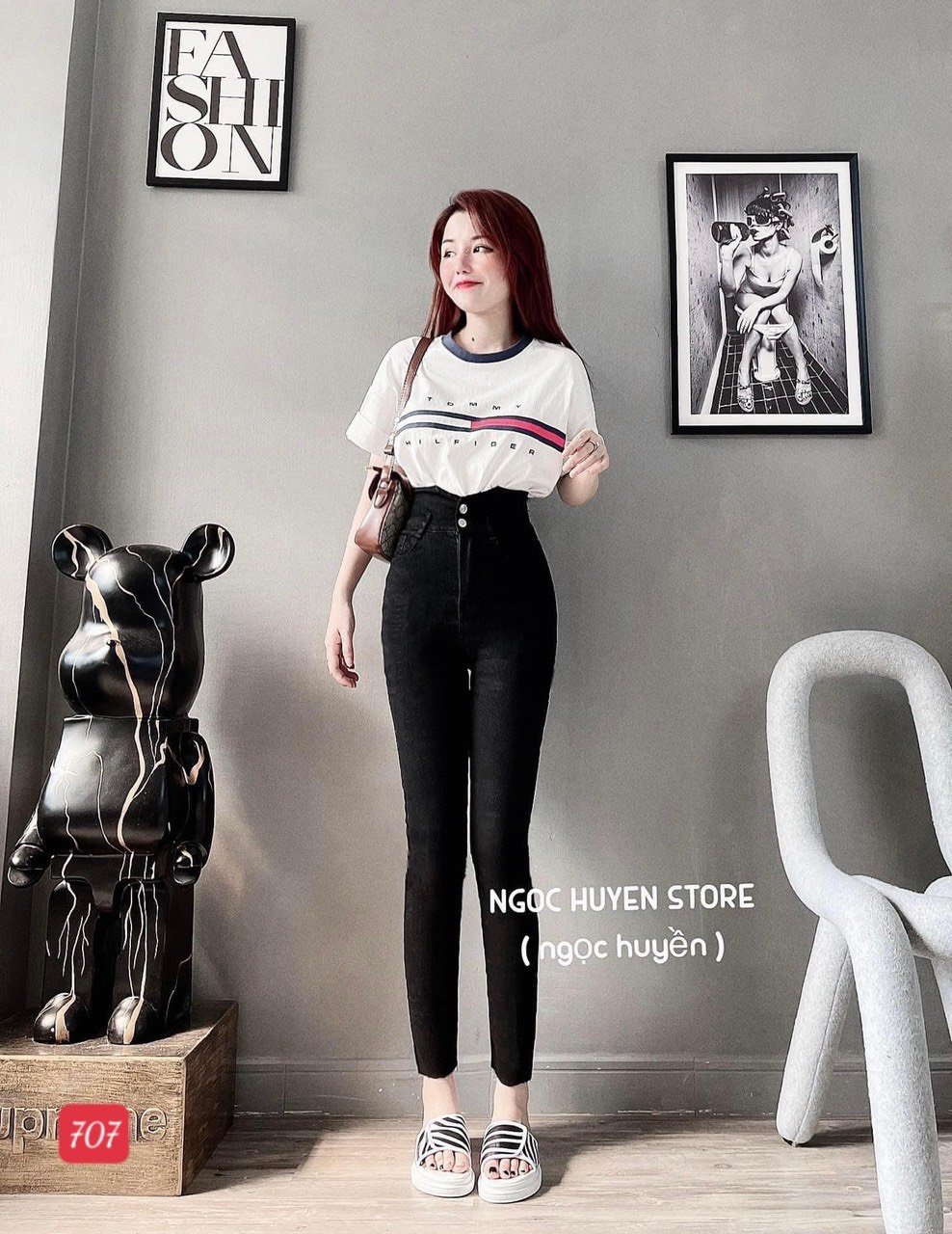 Quần Jean Nữ Lưng cao ôm tôn dáng phù hợp đi chơi, công sở MS707