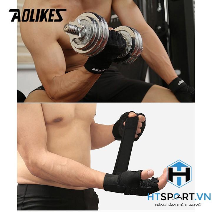 Găng Tay Tập Gym, Bao Tay Tập Tạ Thể Hình Thể Thao Xà Đơn Nam Nữ Có Đai Cuốn Cao Cấp Aolikes AL109