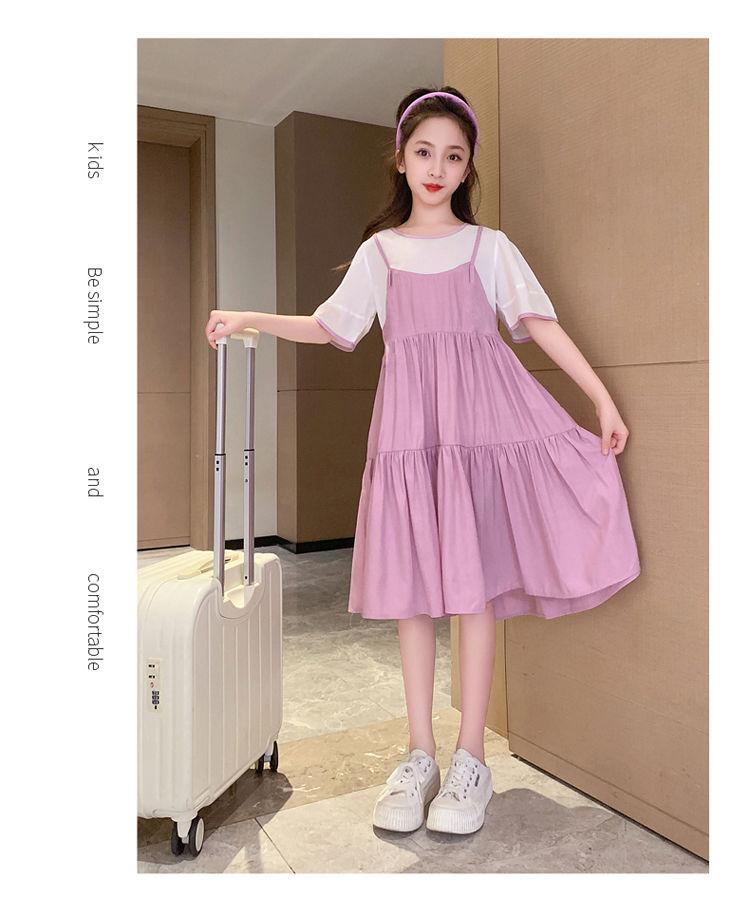 DIYIWEI Cô gái ăn mặc mùa hè 2023 phong cách phương Tây lớn bé lưới váy trẻ em mỏng giả hai váy công chúa
