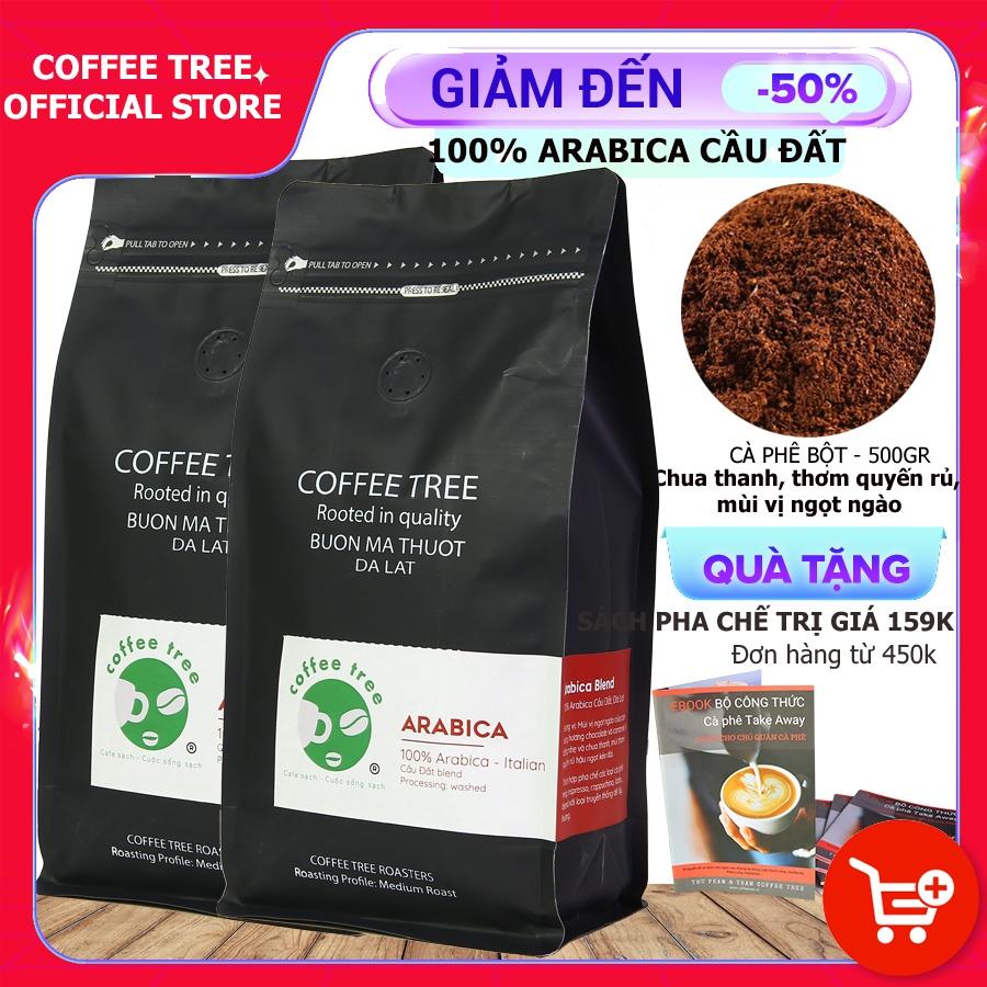 Cà Phê Bột Arabica Cầu Đất Nguyên Chất 100% Coffee Tree - 1Kg - Hương Thơm Mạnh, Vị Đắng Nhẹ, Chua Thanh, Hậu Vị Ngọt