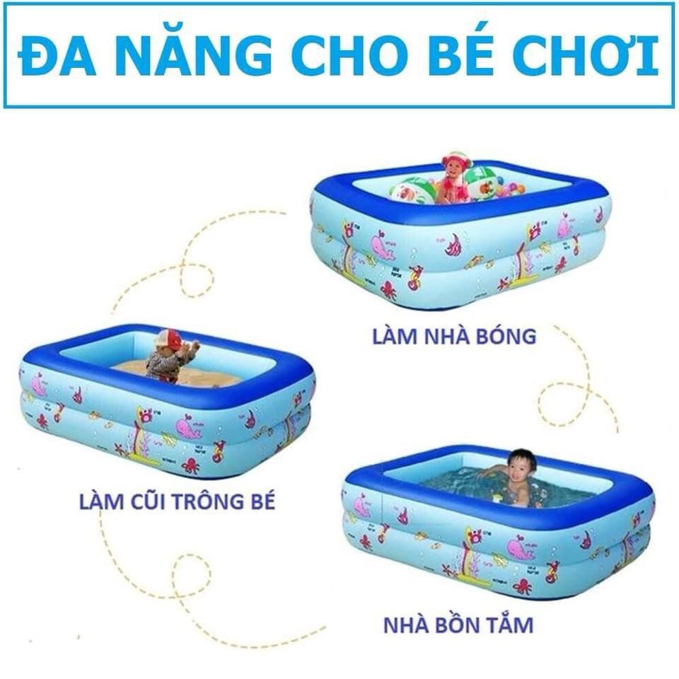 Bể bơi 2 tầng 1m5 cho bé - Hồ Bơi Cho Bé Đáy 2 lớp - Có Lớp Trống Trượt
