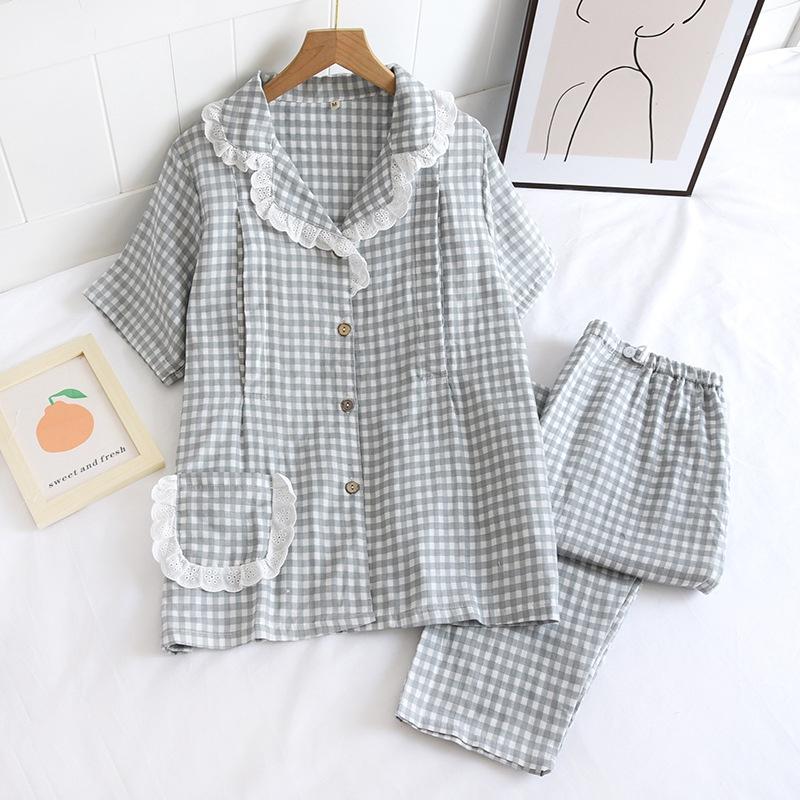 Pijama Bầu Và Sau Sinh Ngắn Tay, Đồ Bộ Cho Con Bú Azuno AZ182 Chất Liệu Xô Đũi Mặc Hè Thu