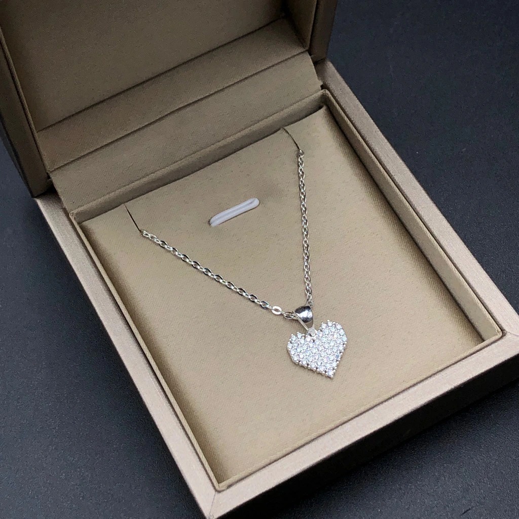 Dây Chuyền , Vòng Cổ Nữ Trái Tim Đính Đá BẠC HIỂU MINH DMD491