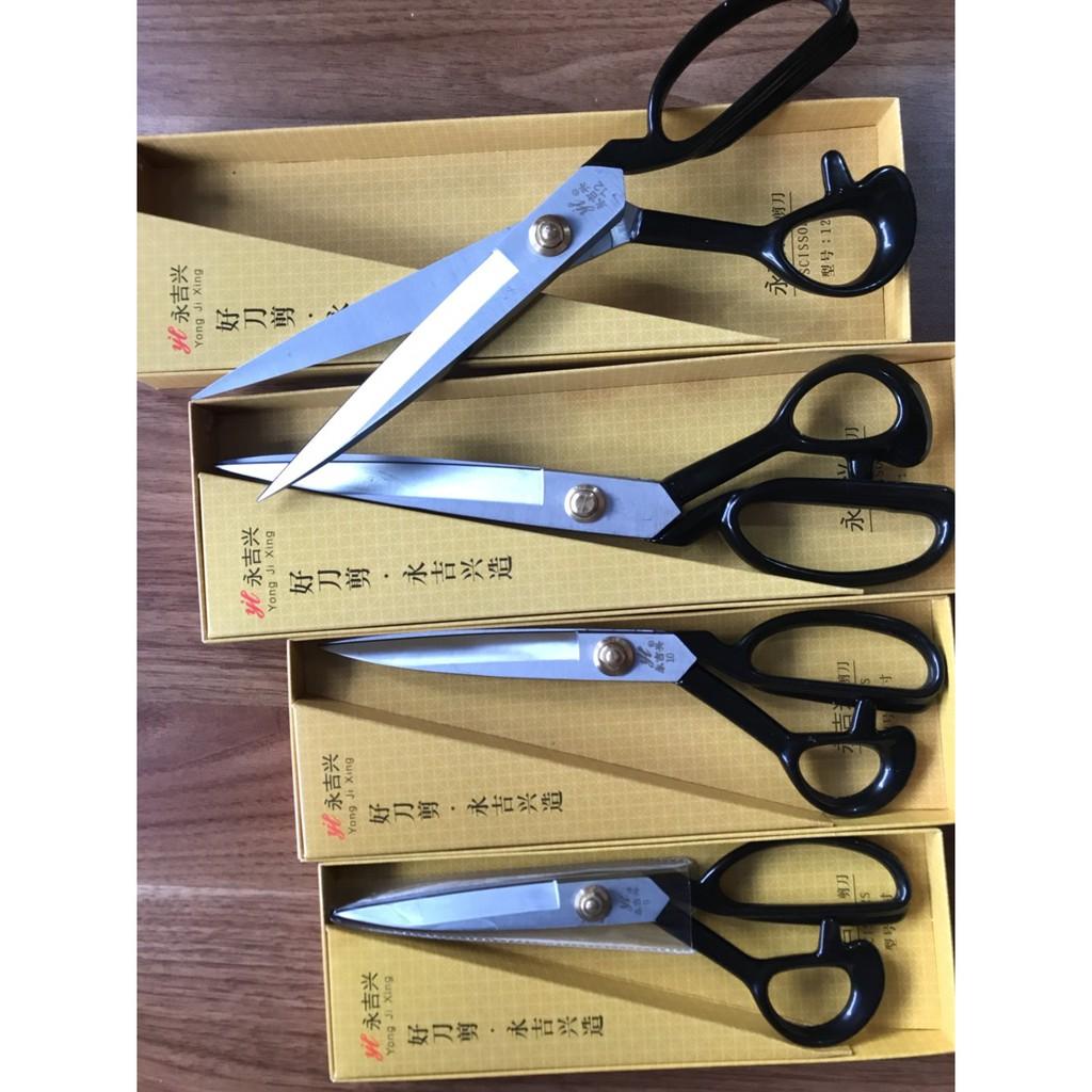 Kéo cắt vải chuyên nghiệp ngọt và nhẹ , kéo cắt hộp vàng có 4 size 9 , 10 ,11, 12 kéo cắt vải lưỡi cắt trắng hộp vàng
