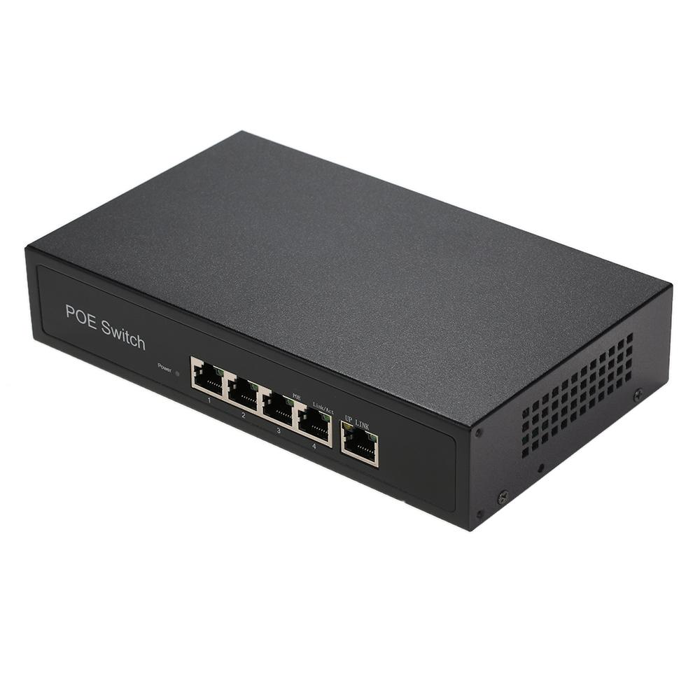 1+4 Ports 10/100Mbps PoE Switch Injector Power over Ethernet IEEE 802.3af for Cameras AP VoIP Built-in Power Supply