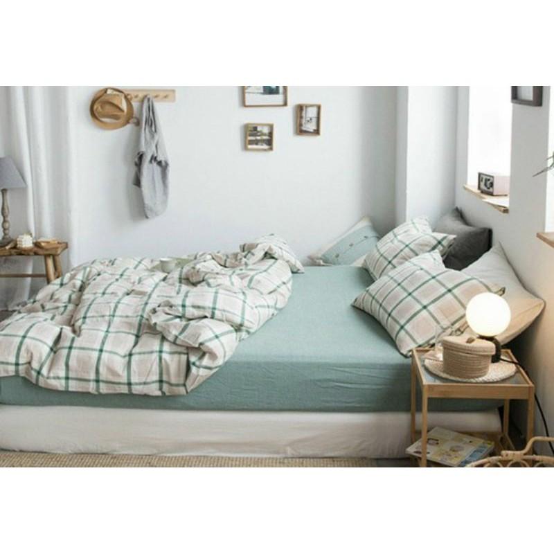 Bộ chăn ga gối cotton poly Caro Ô Vuông