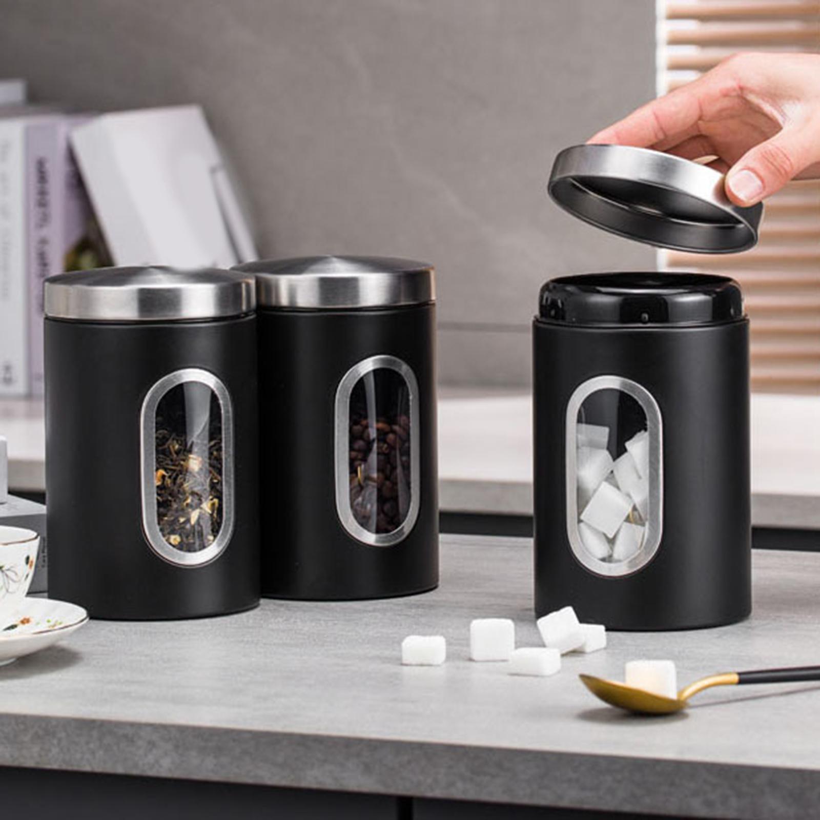 3Pcs Stainless Steel Food Storage Tin Organization with Lid Container