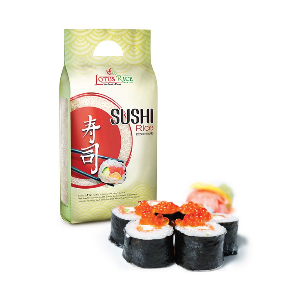 Hình ảnh Gạo Nhật Sushi Lotus Rice 5kg - Cơm ngon rất dẻo - Chuẩn nhà hàng Nhật