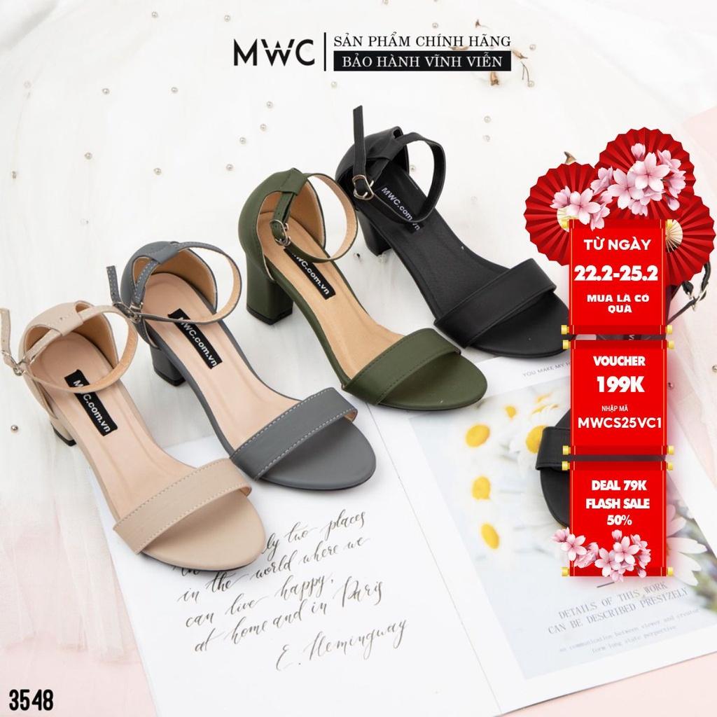 Giày cao gót nữ MWC sandal cao gót tiểu thư công sở quai ngang đế trụ hở mũi cao 7CM NUCG- 3548