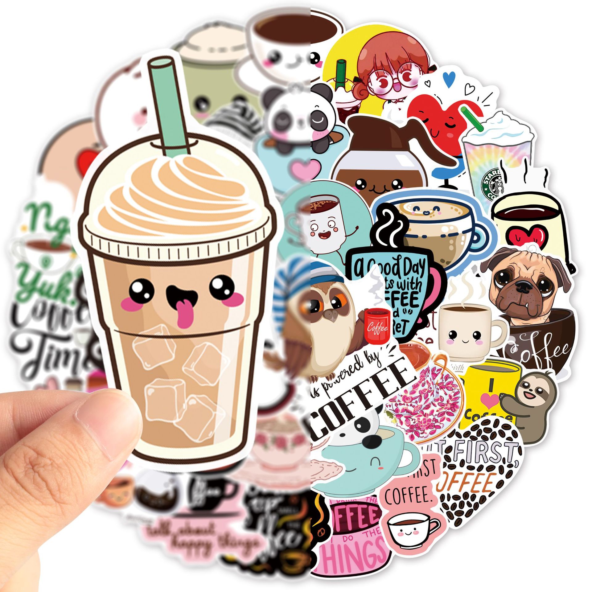 50 hình dán Sticker COFFEE Cà phê không thấm nước dán laptop, nón bảo hiểm, xe, điện thoại, vali... hình rời không lặp lại