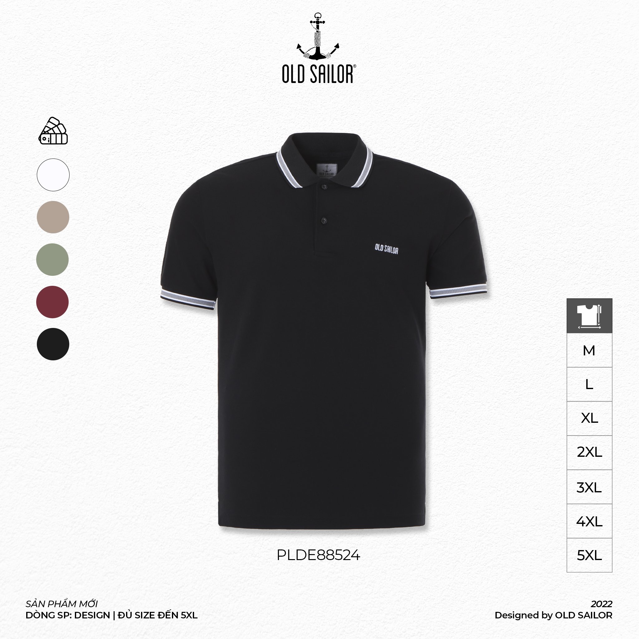 Áo polo nam phối viền cổ Old Sailor - O.S.L BW LINE POLO - DESIGN - 88524 - Big size upto 4XL
