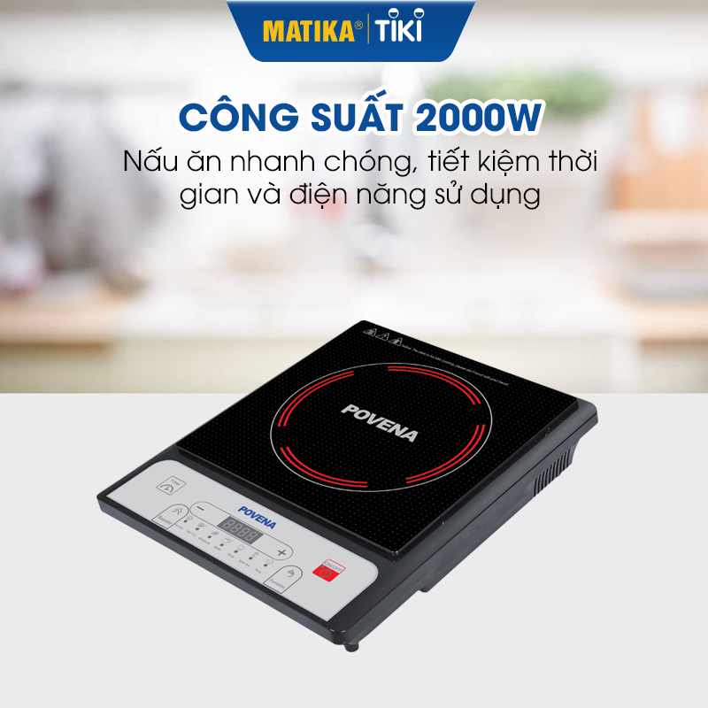 Bếp Từ Đơn POVENA PVN-20 Công Suất 2000W 1 Vòng Nhiệt - Hàng Chính Hãng