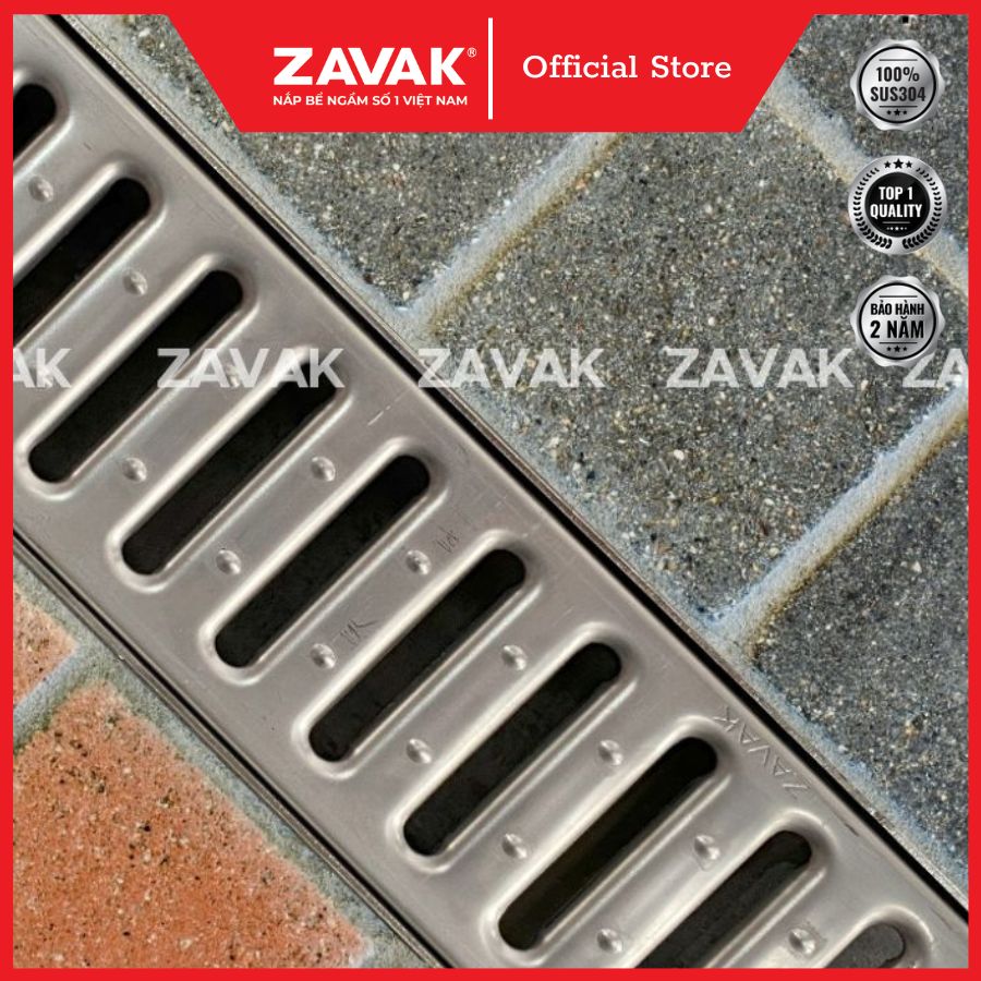 Rãnh Thoát Nước Inox 304 ZAVAK Grating GRT-AX217 inox 304 (modun 1.2m)