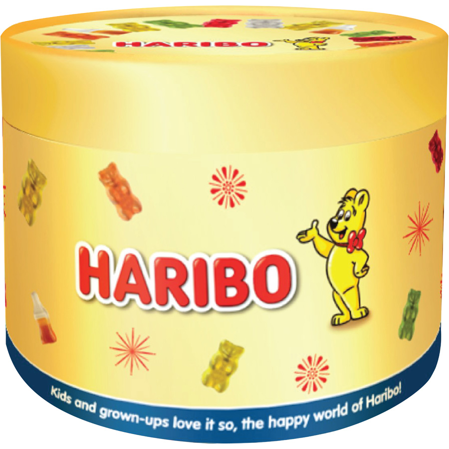 Hộp giấy tròn kẹo dẻo Haribo collection 192 g