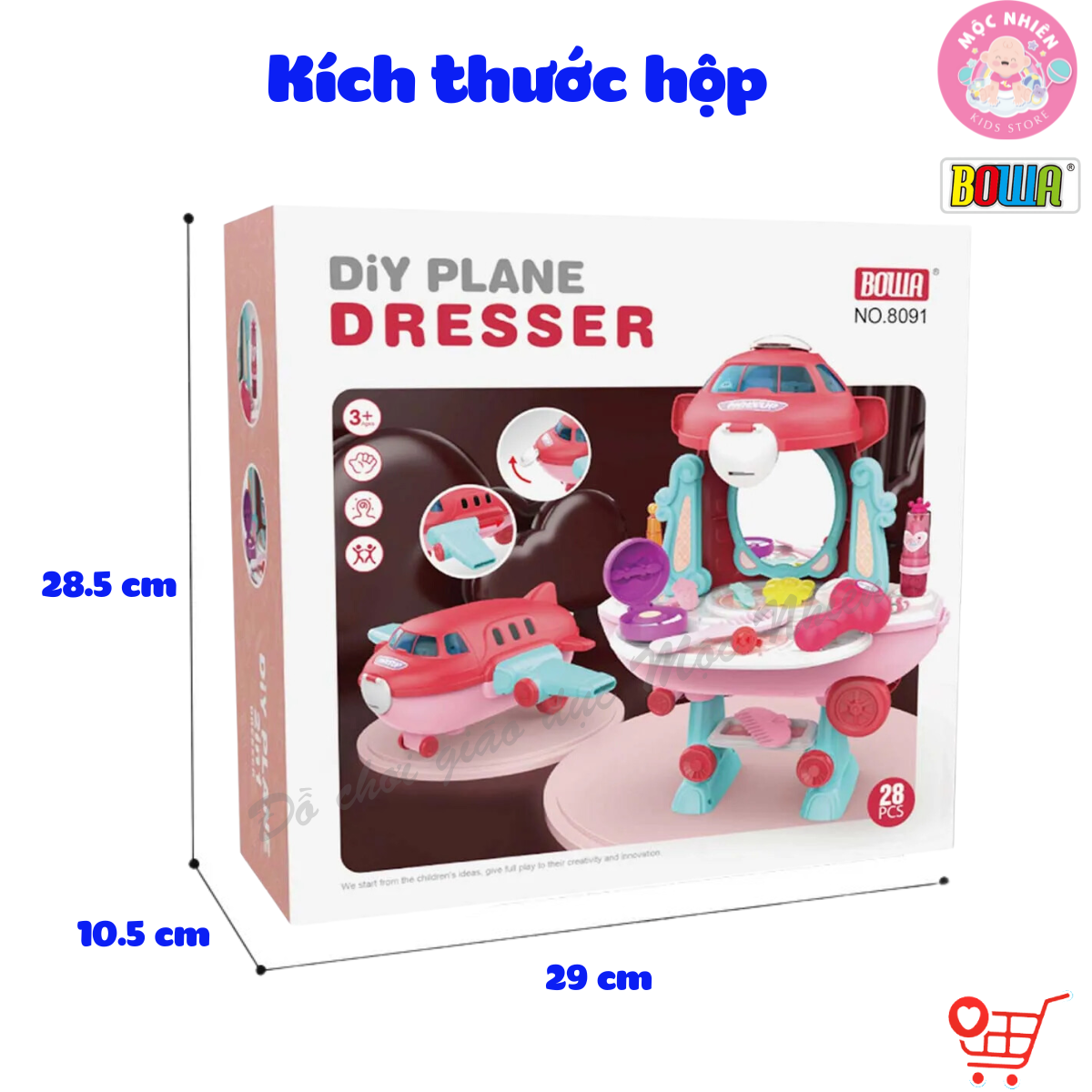 Đồ Chơi Hướng Nghiệp Nhập Vai BOWA 8091 - Máy Bay Trang Điểm 2 trong 1