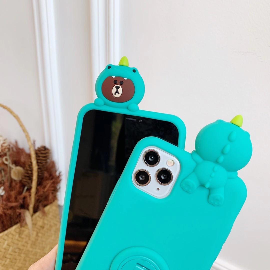 Ốp điện thoại silicon cao su in khủng long gấu 3d cho Iphone 11 Pro Max Iphone 6 6s 7 8+ XR Xs Max