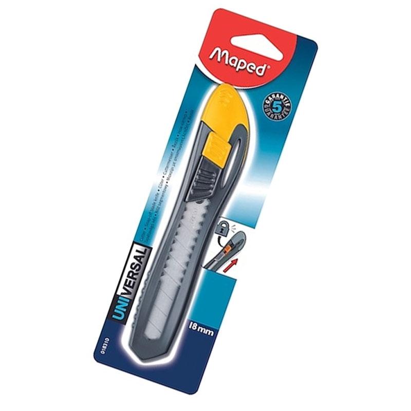 Dao Rọc Giấy Maped Plastic Phổ Thông 18 mm - 018310 - Màu Vàng
