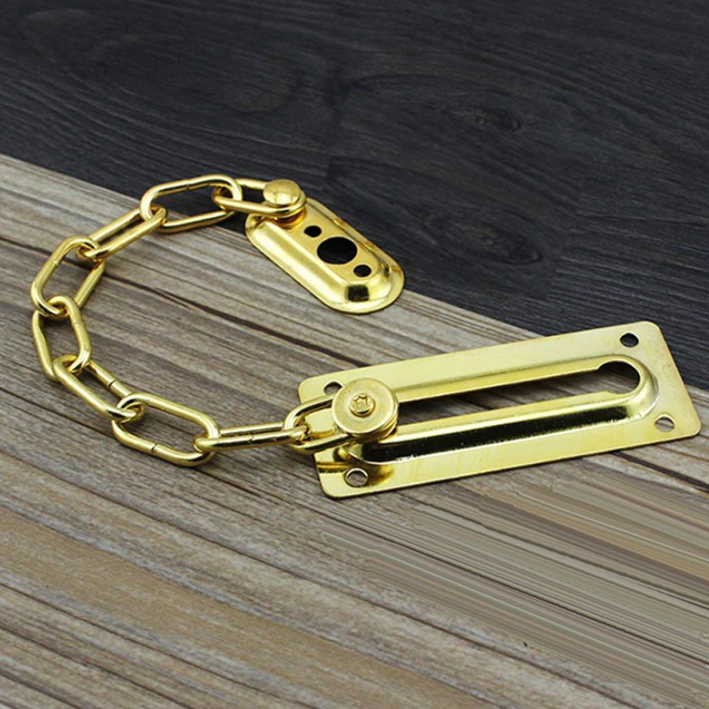 2X Stainless Steel Door Chain Guard Lock Slide Bolt for Home Security Golden