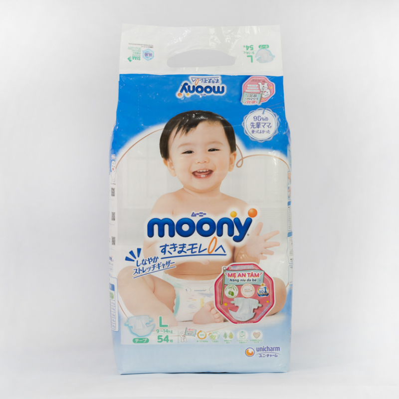 Tã dán Moony size L 54 miếng (cho bé 9 - 14kg)