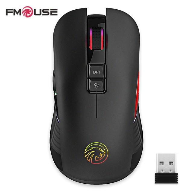 Chuột GAME FMOUSE M600 LED 7 MÀU không dây sử dụng Pin Sạc