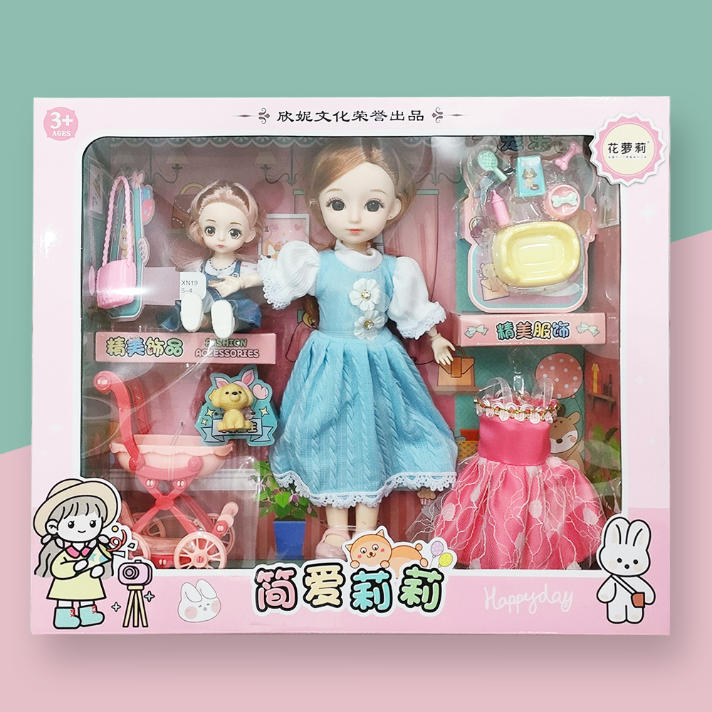 Hộp 2 Búp Bê Loli Cao 30cm 20 khớp có mắt gắn Búp bê Cao Cấp Xe Đạp Váy Áo Phụ Kiện