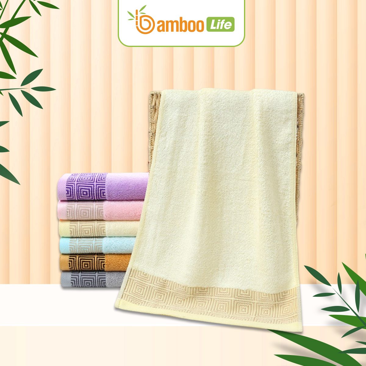 Khăn tắm sợi tre Bamboo Life hàng chính hãng Khăn lau người mềm mại kháng khuẩn siêu thấm hút an toàn cho da ngay cả với trẻ sơ sinh BL046 – Trắng-140×70 cm