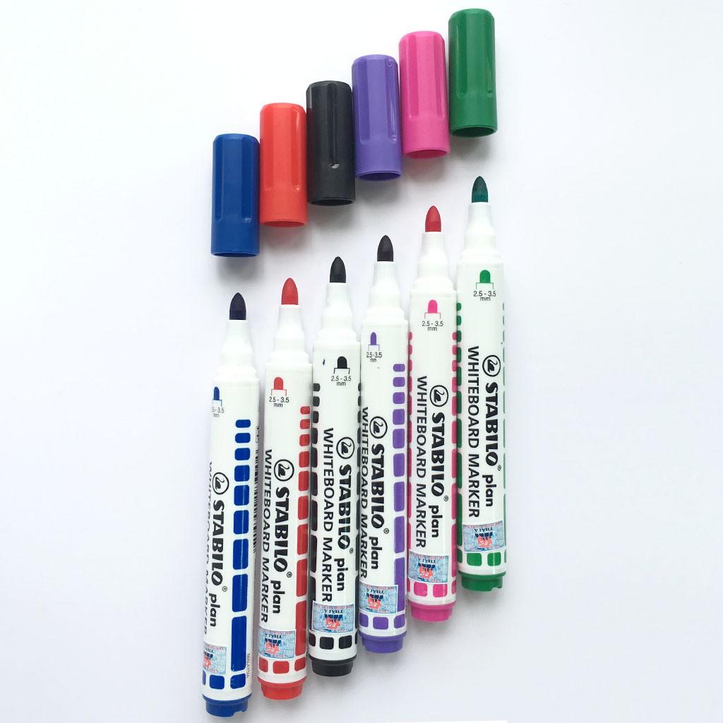 Bộ 6 Bút viết bảng đầu tròn STABILO plan WHITEBOARD MARKER (WM641-6C)