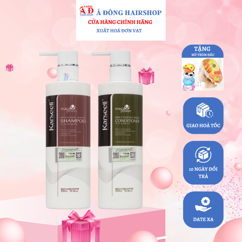 [+Tặng mũ trùm] Dầu gội xả phục hồi siêu mượt Karseell Maca Care System 500 - 800ml