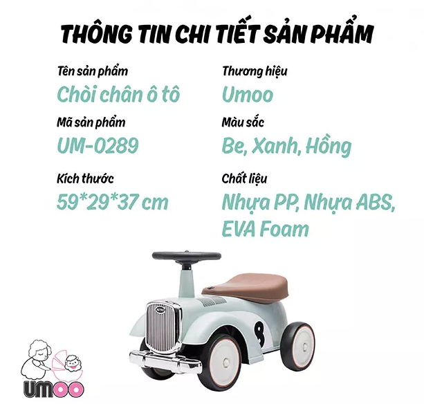 Xe chòi chân Umoo Ô Tô CÓ ĐÈN &amp; NHẠC UM-0289