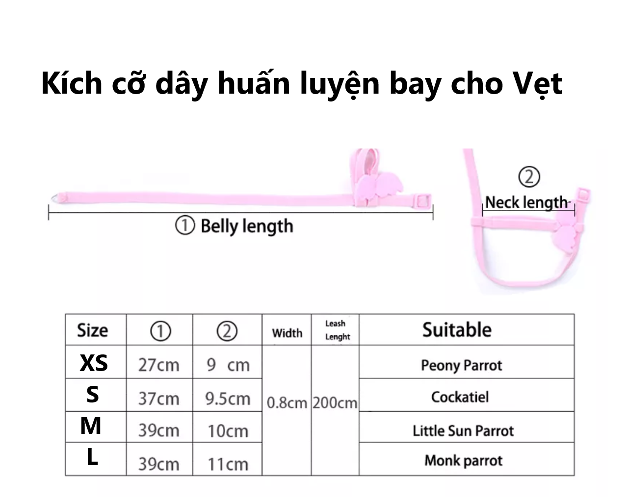 1 Dây huấn luyện bay cao cấp cho vẹt ngoài trời (có thể điều chỉnh) màu ngẫu nhiên