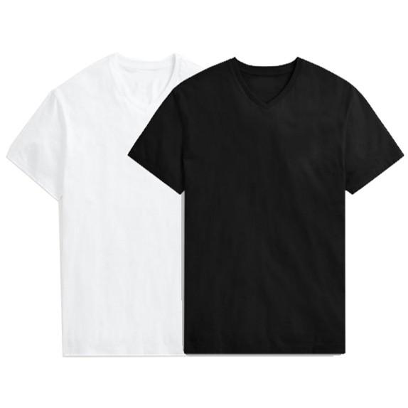Áo thun nam body cổ tim vải cotton thun lạnh mịn mát có hình thật