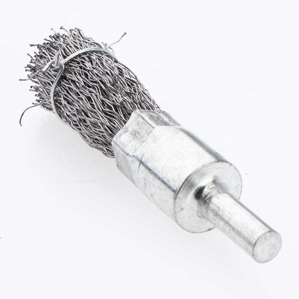 2pcs 6mm Shank Pen Wire Brush Polishing Wire Brush Metal Surface Cleaning