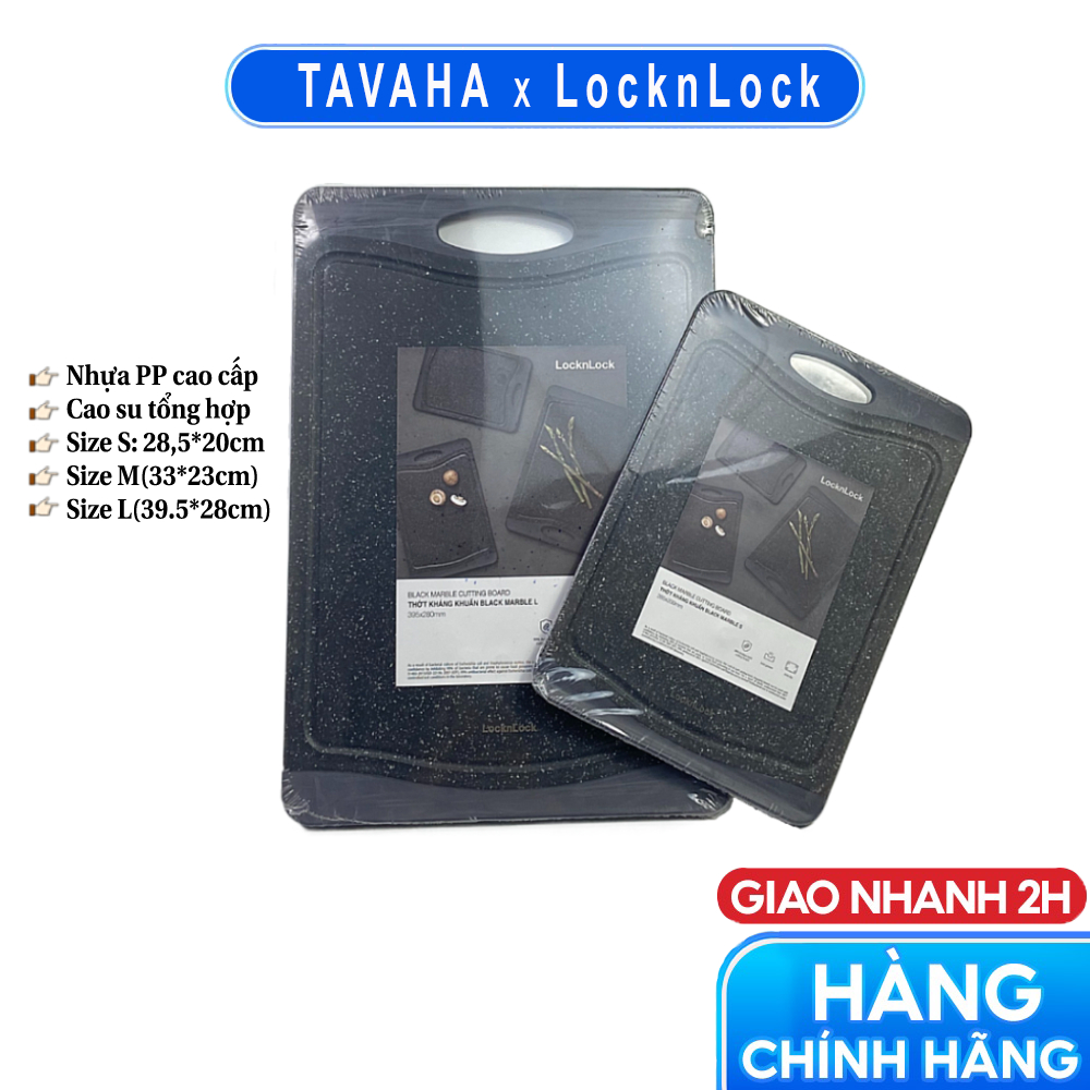 Thớt Nhựa Kháng Khuẩn Lock&Lock Black Marble CKD006 CKD007 CKD008 Màu Đen 3 Size S, M, L - Hàng Chính Hãng